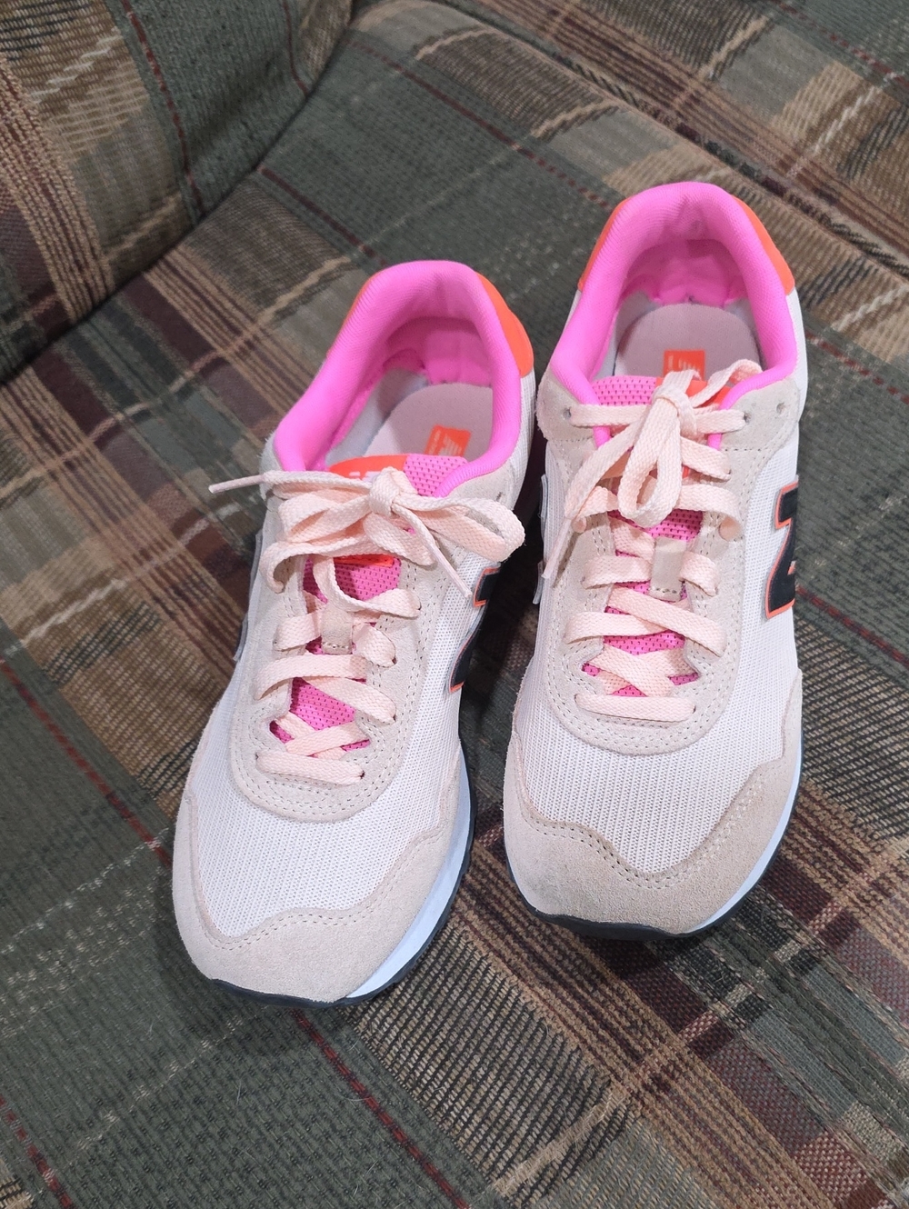 New Balance Light Pink Sneakers with Hot Pink Lining and Orange Trim